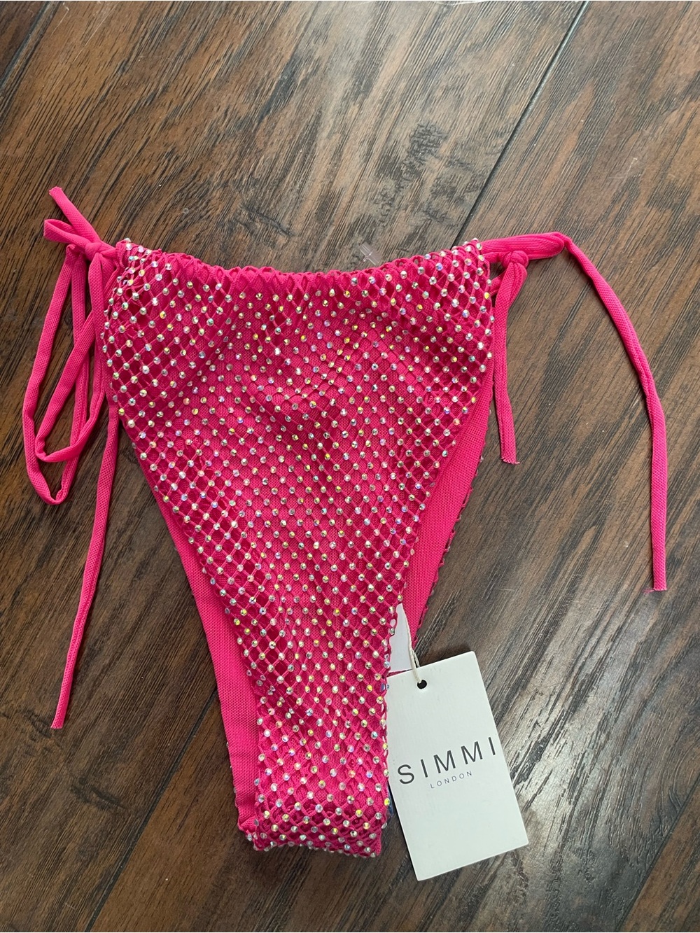 SIMMI London Hot Pink Embellished Tie-Side Bikini Bottom